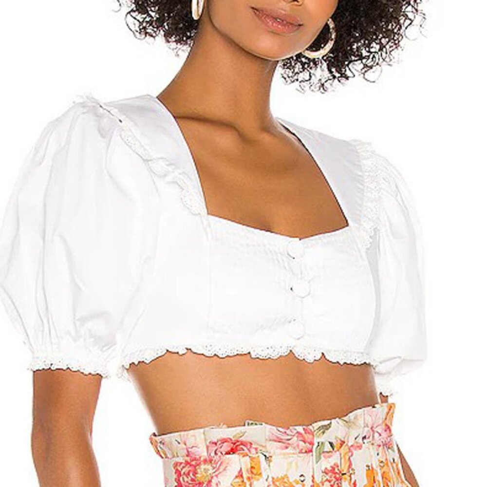 For Love & Lemons for Love and Lemons Women's Effie Top, L, White